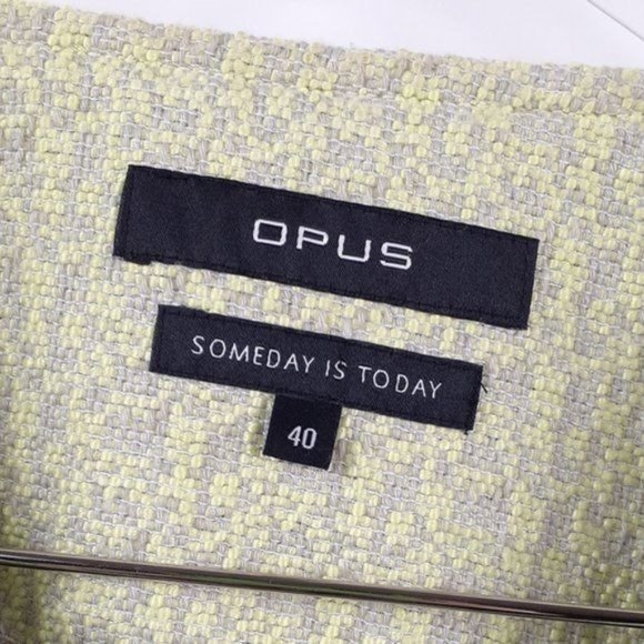 OPUS Size 40 Chartreuse Green Gray Tweed Jale SP Zip Front Moto Jacket Blazer - Picture 7 of 12